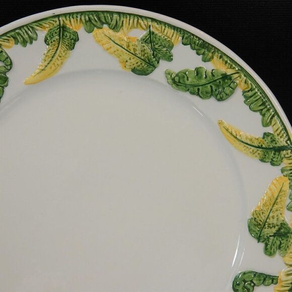 Vintage Italian Lunch Plates Set Of 4 Green Garden Ferns Flower Bud Cottagecore - Picture 4 of 9